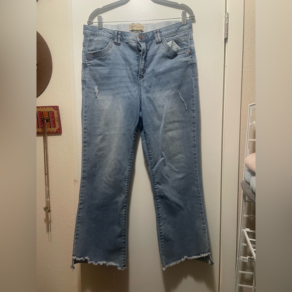 Democracy Flare Wide Jeans with Distressed Hem